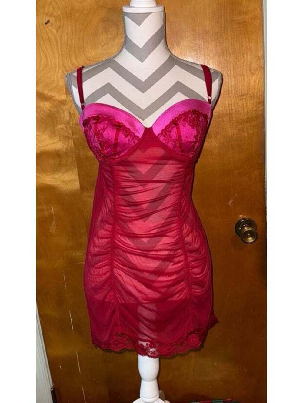 Red / Pink Sexy See Through Lingerie Teddy Size S Small
